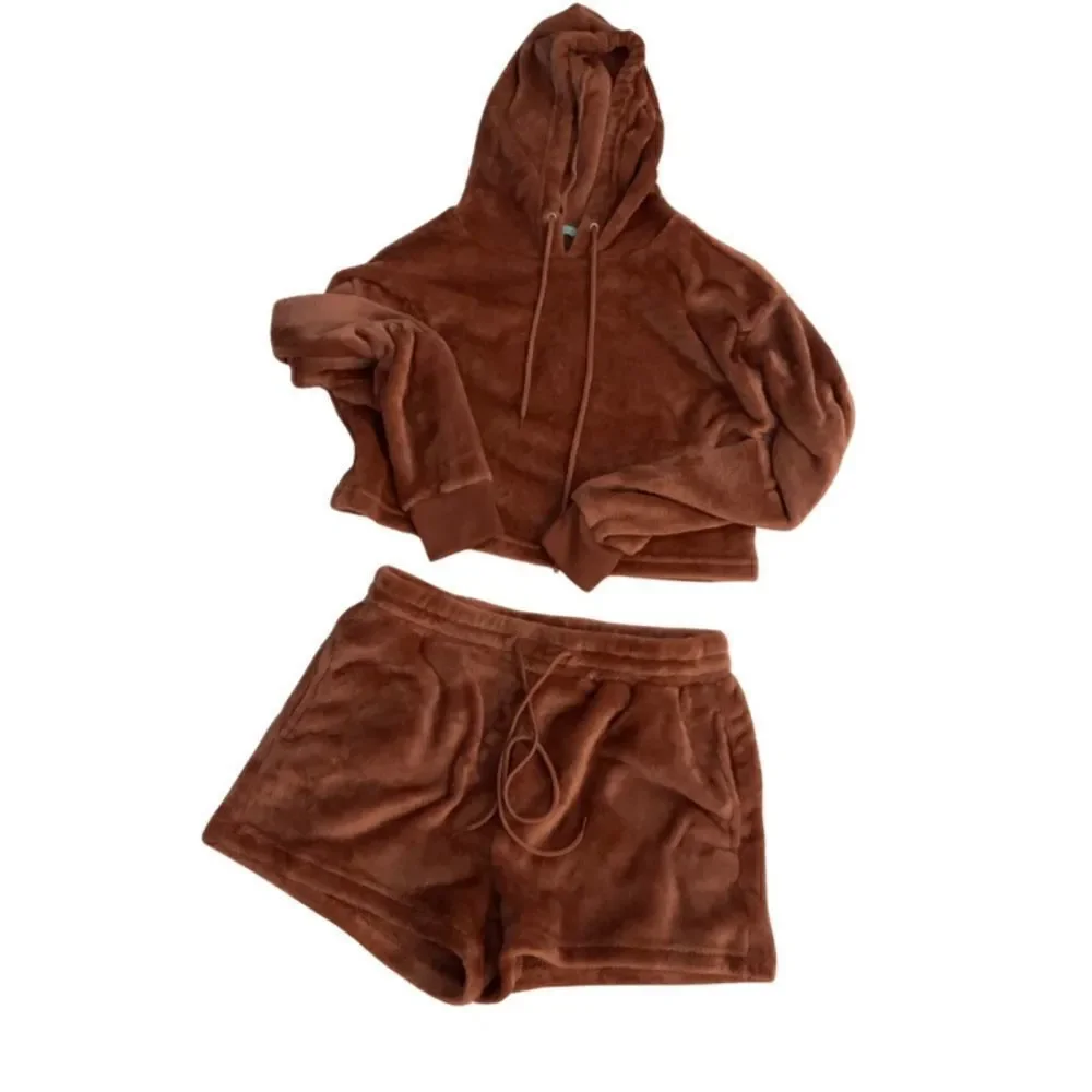 Miss Posh Soft Crop Lounge Active Wear Set Outfit Hoodie Shorts Medium